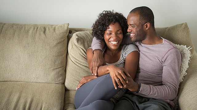 a couple is smiling with white teeth after using whitening toothpaste