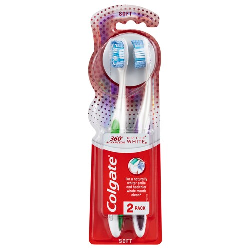 Colgate<sup>®</sup> 360°<sup>®</sup> Advanced Optic White™ Soft Manual Toothbrush