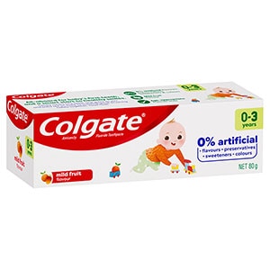 Colgate<sup>®</sup> 0% Artificial Anticavity Fluoride Baby Toothpaste 0-3 Years