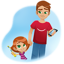 parent and girl illustration parent and girl illustration