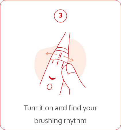 Turn it on and find your brushing rhythm